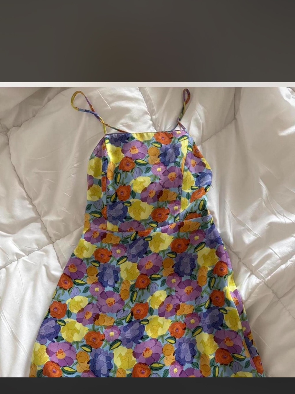 Floral Spaghetti Strap Sundress - Yellow, Purple, Orange with shorts